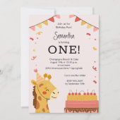 Invitation Cute Party Animal Girl 1st Birthday (Devant)