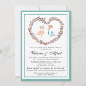 Invitation Cute Pastel Aquarelle Inséparables Couples Douche (Devant)