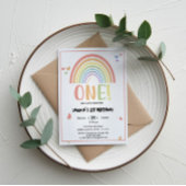 Invitation Cute Pastel Arc-en-ciel 1er anniversaire