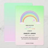 Invitation Cute Pastel Arc-en-ciel Baby shower de fleurs Gi (Devant / Derrière)
