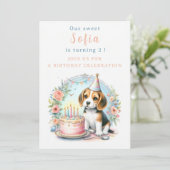 Invitation Cute Pastel Beagle chiot - Anniversaire (Debout devant)