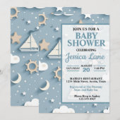 Invitation Cute Pastel Blue Boy Baby shower nautique (Devant / Derrière)