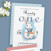 Invitation Cute Pastel Blue Quelques Bunny Premier Anniversai