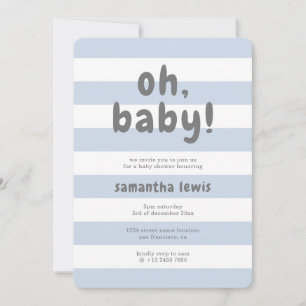 Invitation Cute Pastel Blue Stripes Oh Baby Boy Douche