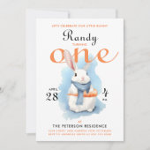 Invitation Cute Pastel Bunny Blanc Est Une Aquarelle De Print (Devant)