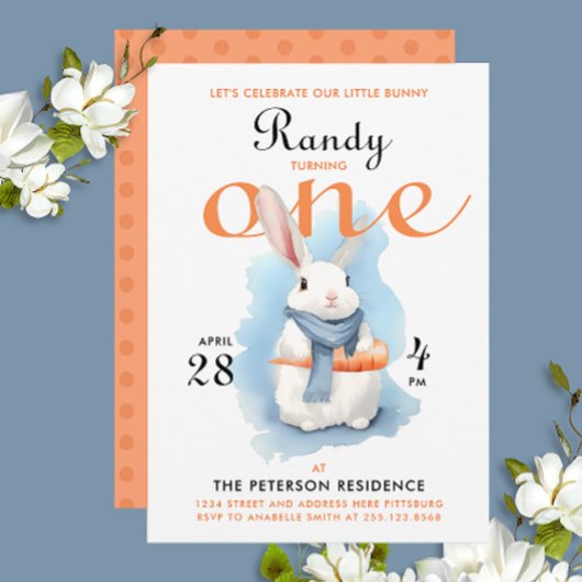 Invitation Cute Pastel Bunny Blanc Est Une Aquarelle De Print