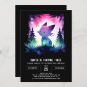 Invitation Cute Pastel Chat Anniversaire (Devant / Derrière)