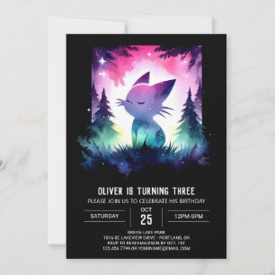 Invitation Cute Pastel Chat Anniversaire