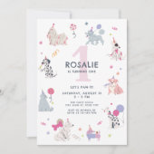 Invitation Cute Pastel Chien Girls Premier Anniversaire (Devant)