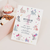 Invitation Cute Pastel Chien Girls Premier Anniversaire