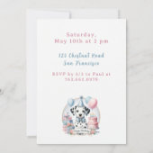 Invitation Cute Pastel Chiot Dalmatien - Anniversaire (Dos)
