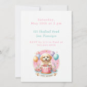 Invitation Cute Pastel Chiot Labrador - Anniversaire (Dos)