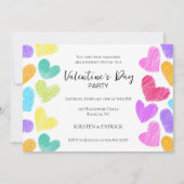 Invitation Cute Pastel Coeur Coloré Saint Valentin (Devant)