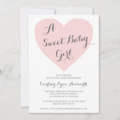 Invitation Cute Pastel Coeur rose Doux Bébé Baby shower fille (Devant)