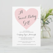 Invitation Cute Pastel Coeur rose Doux Bébé Baby shower fille (Debout devant)