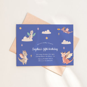 Invitation Cute Pastel Dragons Anniversaire de enfant Party