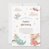 Invitation Cute Pastel Dragons Anniversaire de enfant Party (Devant)