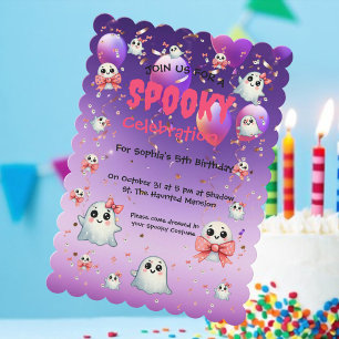 Invitation Cute Pastel Éffrayant Ghost Anniversaire de enfant