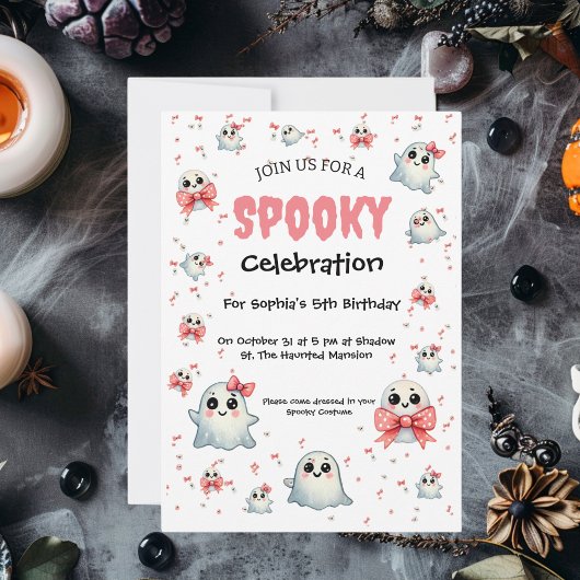 Invitation Cute Pastel Éffrayant Ghost Halloween Anniversaire