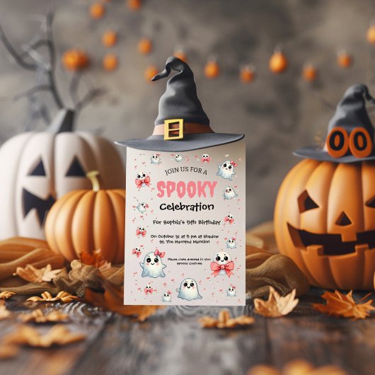 Invitation Cute Pastel Éffrayant Ghost Halloween Anniversaire