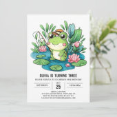 Invitation Cute Pastel Frog Digital Anniversaire (Debout devant)