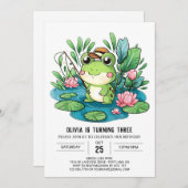 Invitation Cute Pastel Frog Digital Anniversaire (Devant / Derrière)