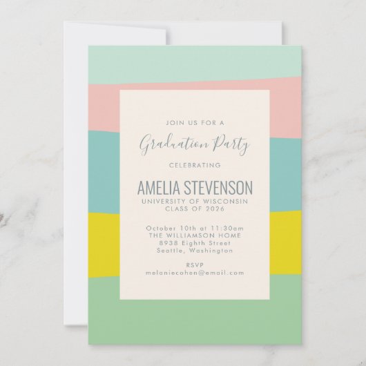 Invitation Cute Pastel Géométrique Spring Graduation Party (Devant)