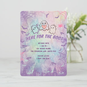 Invitation Cute Pastel Ghost "Ici pour les Huées" Halloween