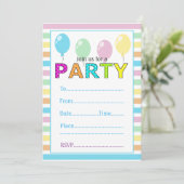Invitation Cute Pastel Grandes Et Ballons Anniversaire (Debout devant)
