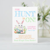 Invitation Cute Pastel Lapin Lapin Chasse aux Oeufs de Pâques (Debout devant)