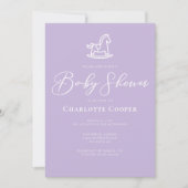 Invitation Cute Pastel Purple Baby shower Cheval Rocse (Devant)