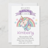 Invitation Cute Pastel Rainbow et Sparkly Unicorn Party (Devant)
