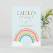 Invitation Cute Pastel Rainbow Girl Anniversaire (Debout devant)