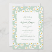 Invitation Cute Pastel Sage Green Daisies Baby shower Floral (Devant)