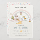 Invitation Cute Pastel Sweet One Candy Land 1er anniversaire (Devant / Derrière)