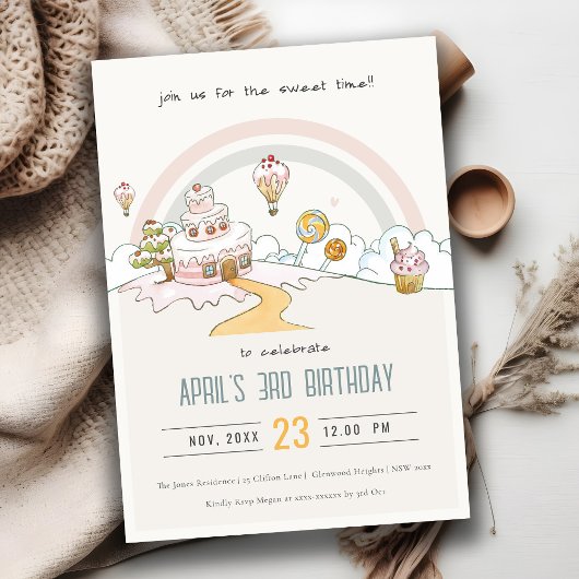 Invitation Cute Pastel Sweet Time Candy Land Anniversaire de 