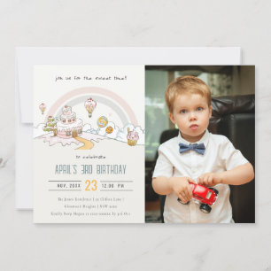 Invitation Cute Pastel Sweet Time Candy Land Photo` Anniversa