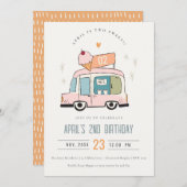 Invitation Cute Pastel Sweet Two Ice Cream Camion 2e annivers (Devant / Derrière)