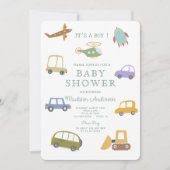 Invitation Cute Pastel Voiture Truck Plane Baby shower de fus (Devant)