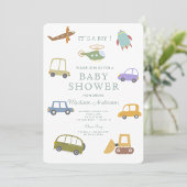 Invitation Cute Pastel Voiture Truck Plane Baby shower de fus