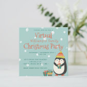 Invitation Cute Penguin | Fête virtuelle de Noël (Debout devant)