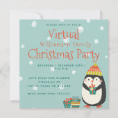 Invitation Cute Penguin | Fête virtuelle de Noël (Devant)