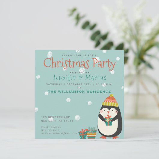 Invitation Cute Penguin | Noël (Debout devant)