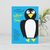 Invitation Cute Penguin Winter Kids 1ère fête d'anniversaire (Debout devant)