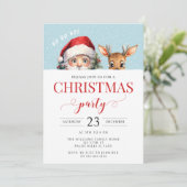 Invitation Cute Père Noël et fête de Noël des cerfs (Debout devant)