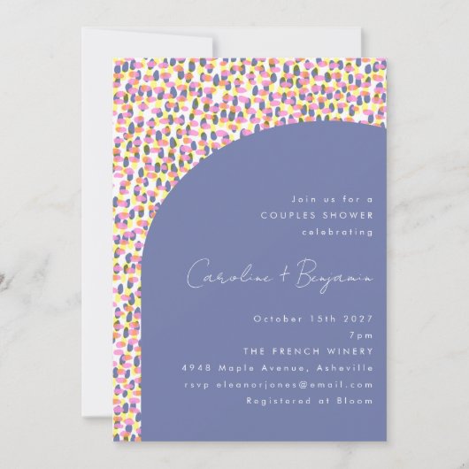 Invitation Cute Periwinkle Purple Abstrait Dot Couples Douche (Devant)
