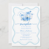Invitation Cute Petit Citrouille Bow Wave Frame Baby shower (Devant)