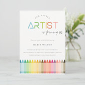 Invitation Cute Petite Artiste Crayon Rainbow N'Importe Quel  (Debout devant)