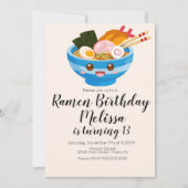 Invitation Cute Pho Oriental Ramen Anniversaire Dîner Bleu (Devant)