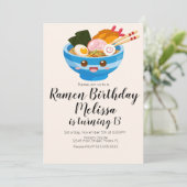 Invitation Cute Pho Oriental Ramen Anniversaire Dîner Bleu (Debout devant)